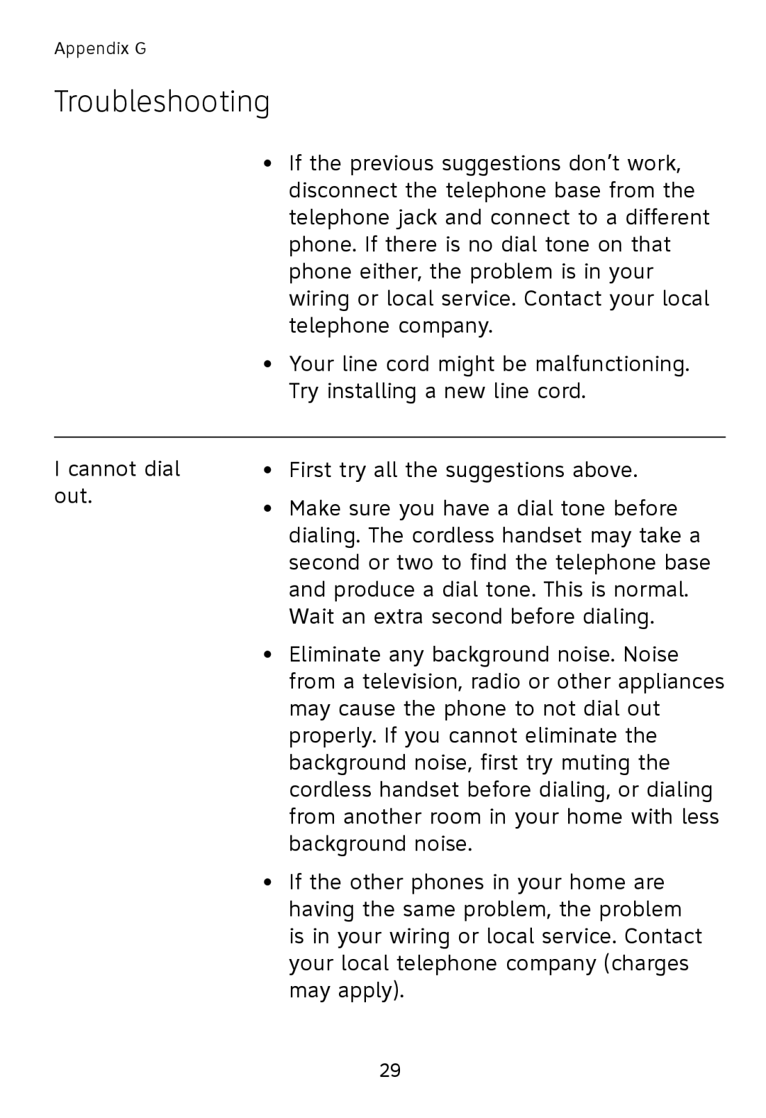 AT&T TL76008 user manual Troubleshooting 