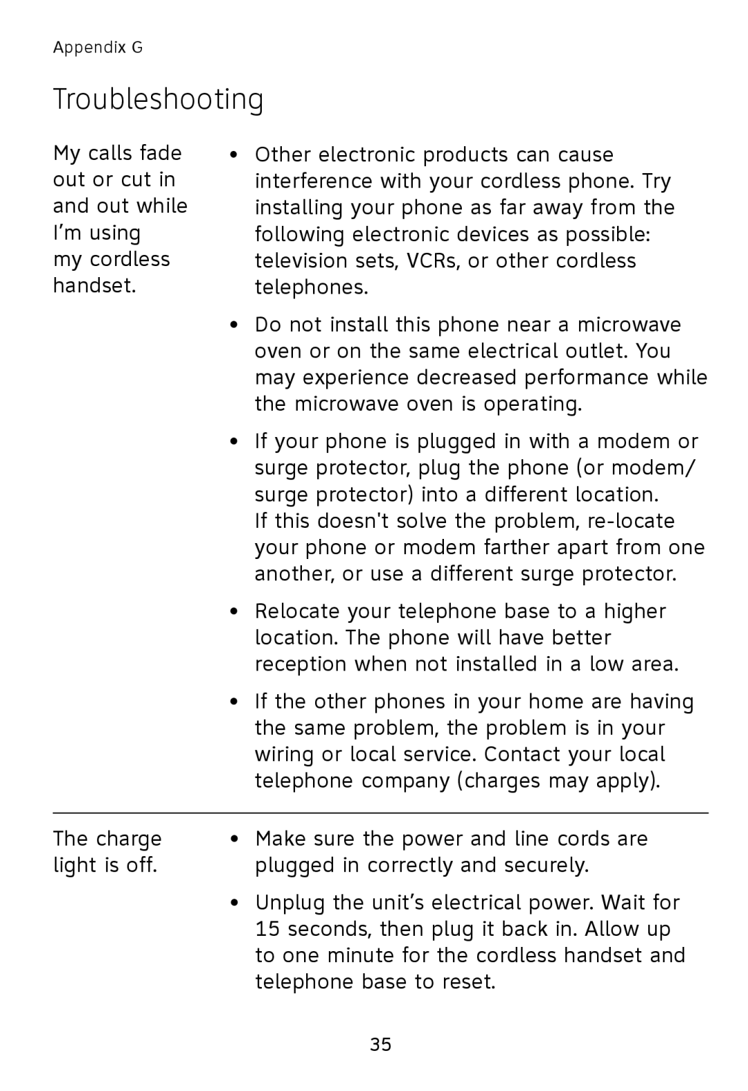 AT&T TL76008 user manual Troubleshooting 