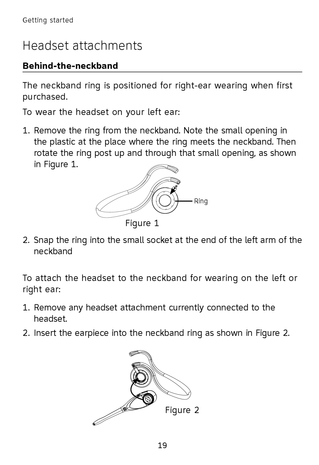 AT&T TL7611, TL7610 user manual Behind-the-neckband 