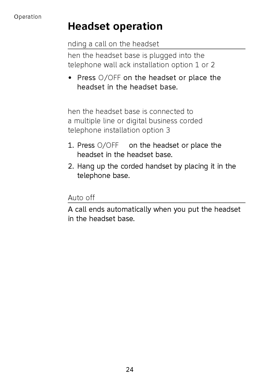 AT&T TL7610, TL7611 user manual Auto off 