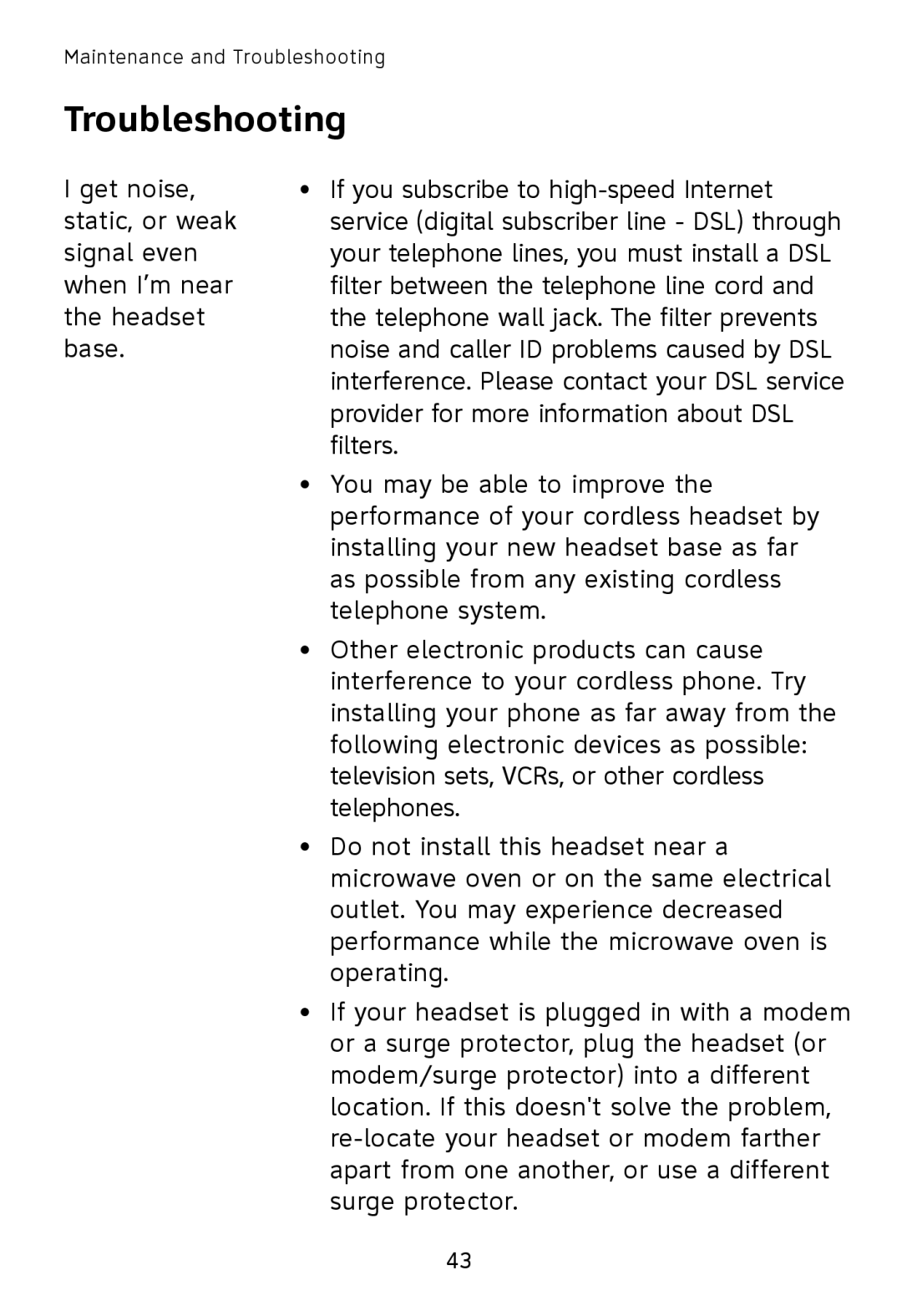 AT&T TL7611, TL7610 user manual Provider for more information about DSL 