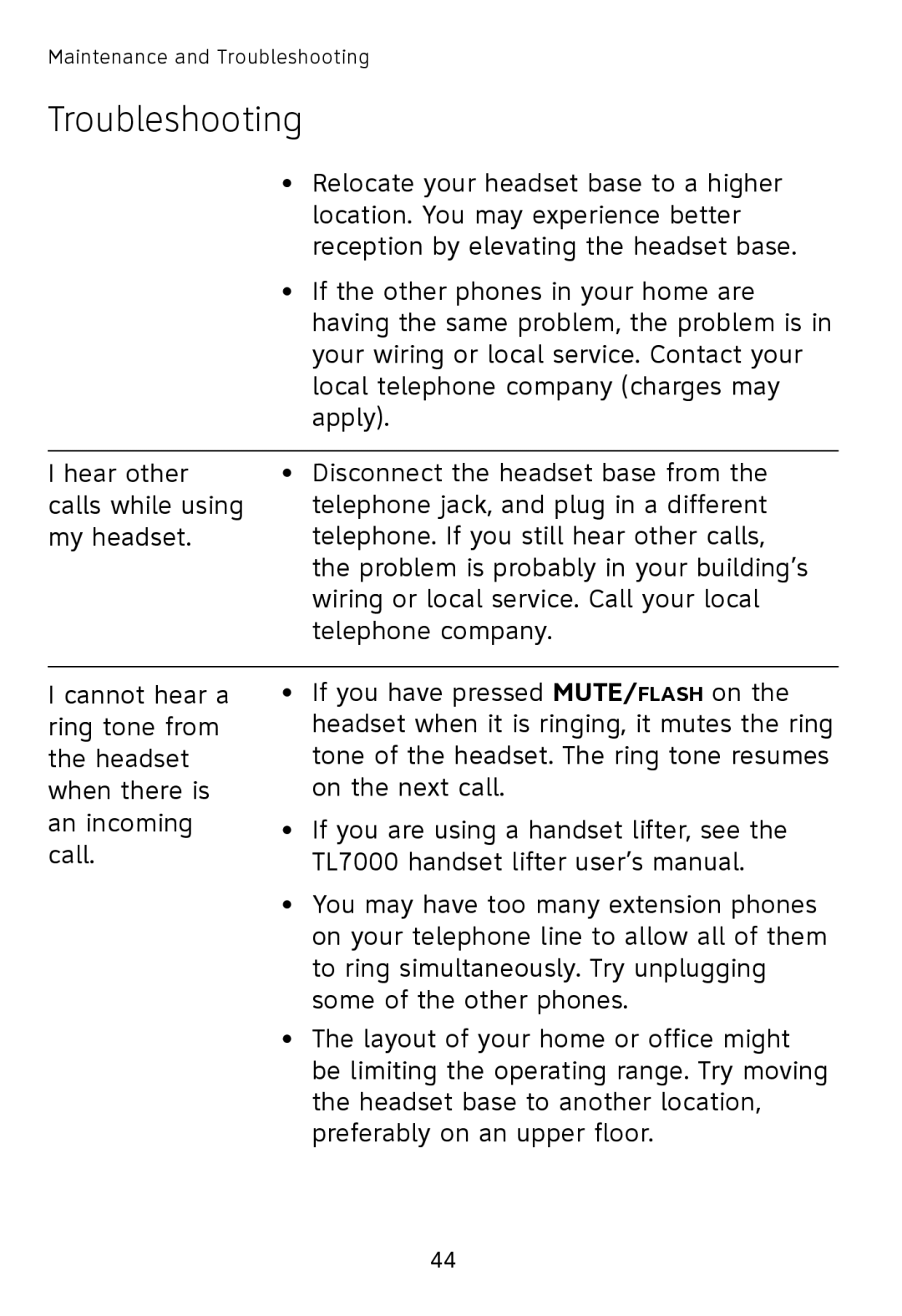 AT&T TL7610, TL7611 user manual Relocate your headset base to a higher 