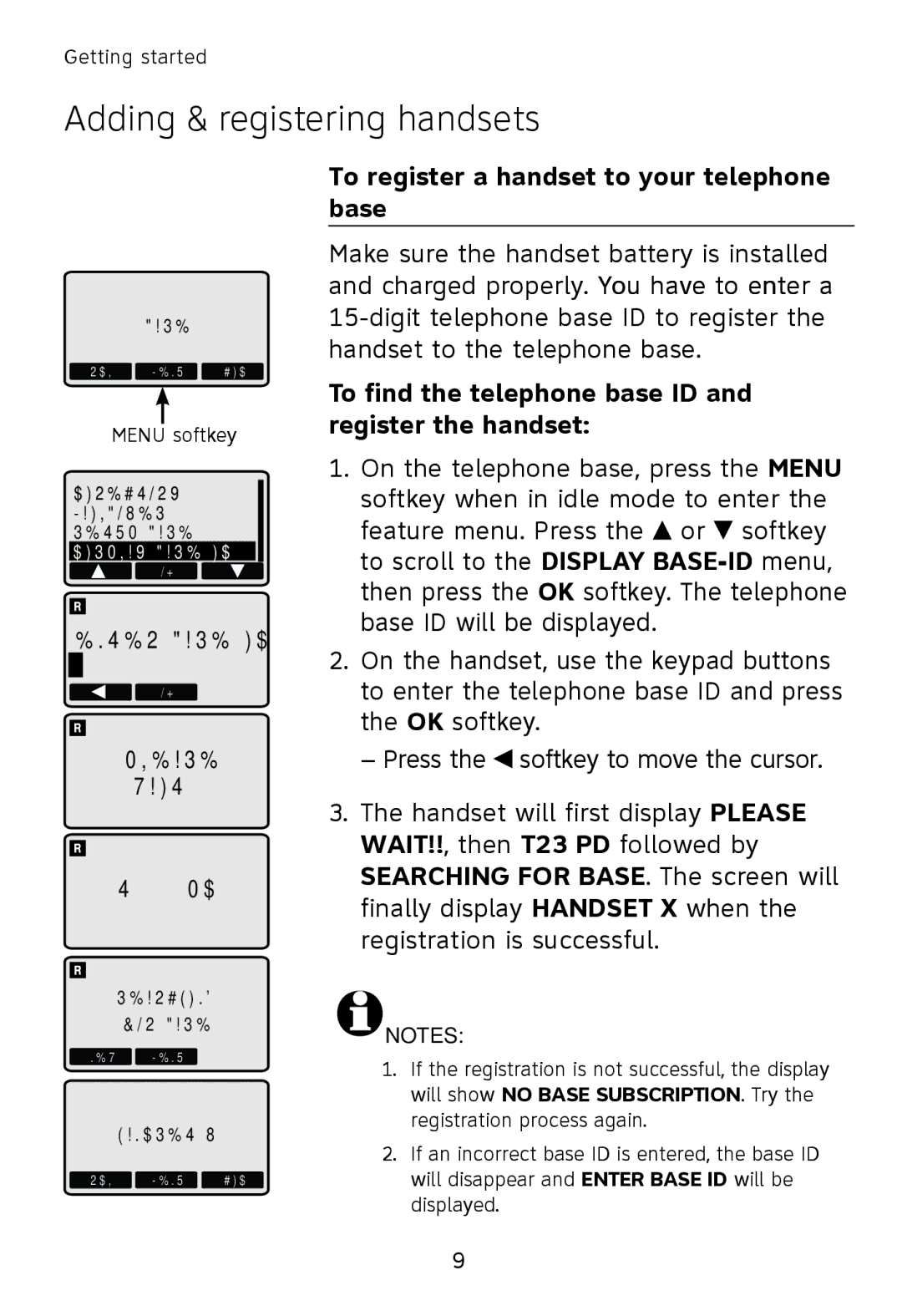 AT&T TL76108 To register a handset to your telephone base, To find the telephone base ID and register the handset 