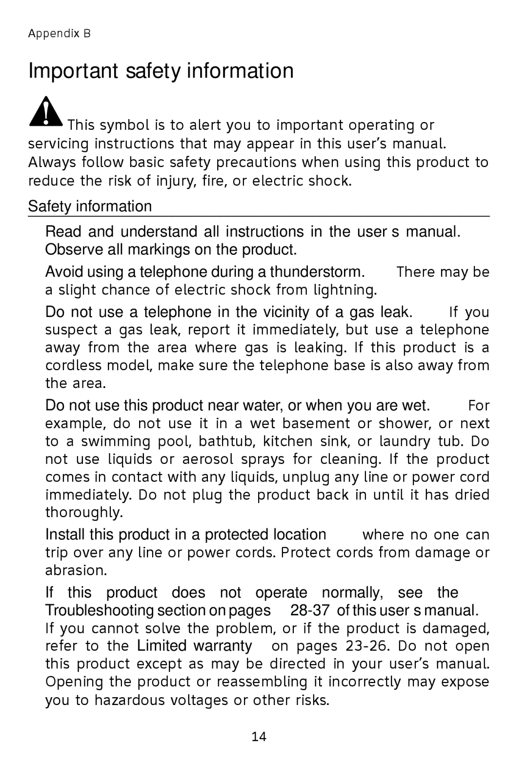 AT&T TL76108 user manual Important safety information 