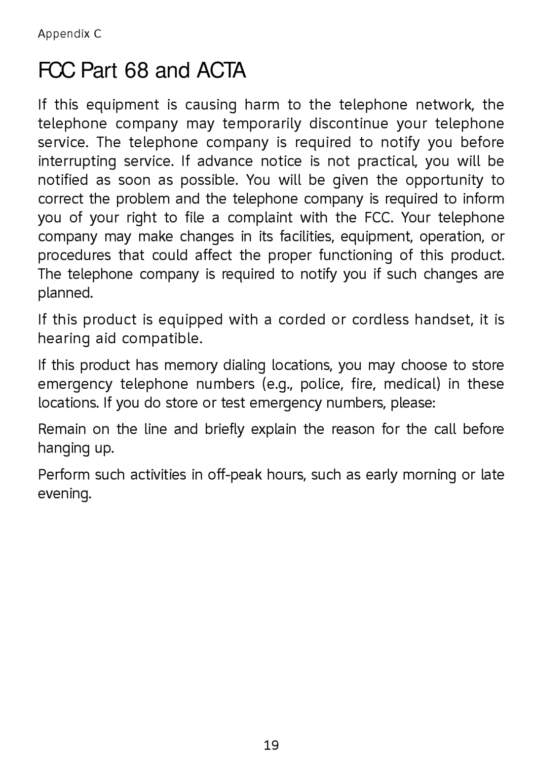 AT&T TL76108 user manual FCC Part 68 and Acta 