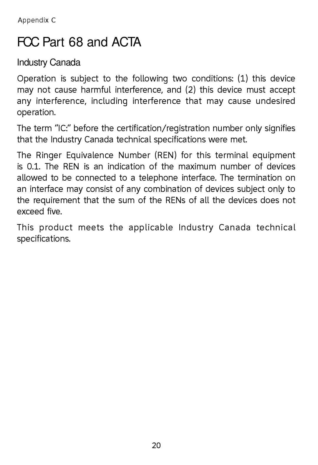 AT&T TL76108 user manual Industry Canada 