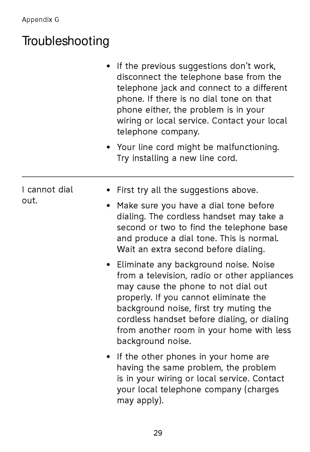 AT&T TL76108 user manual Troubleshooting 