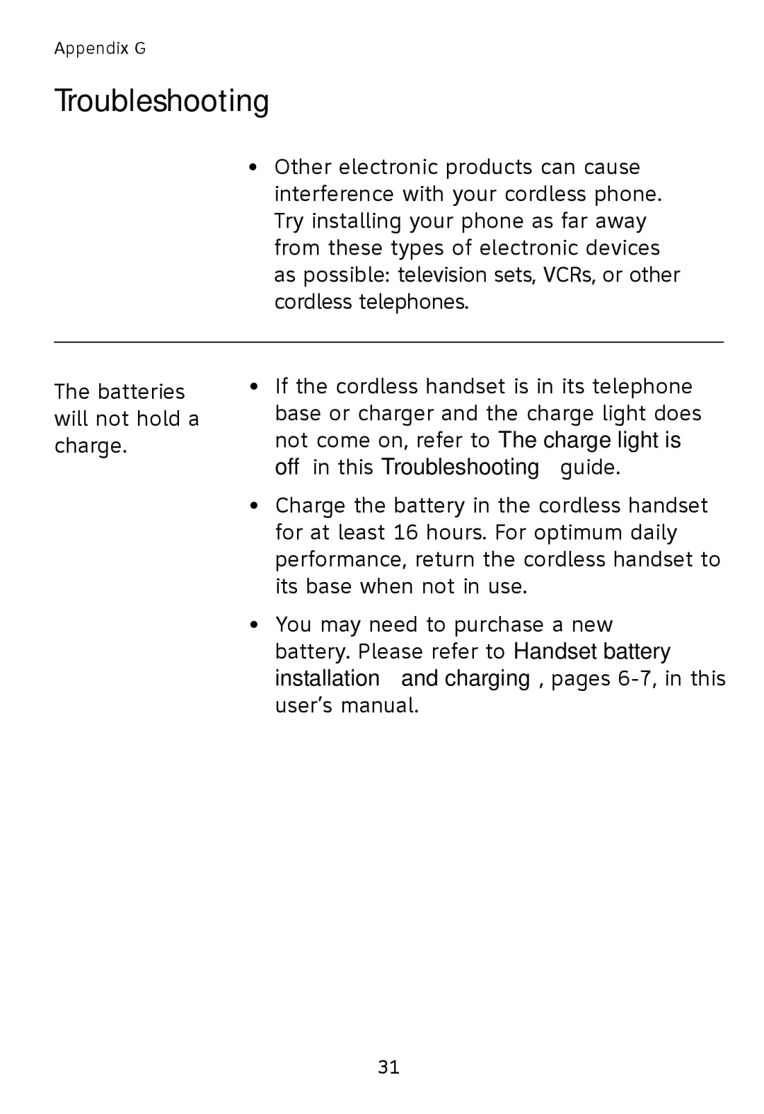 AT&T TL76108 user manual Troubleshooting 