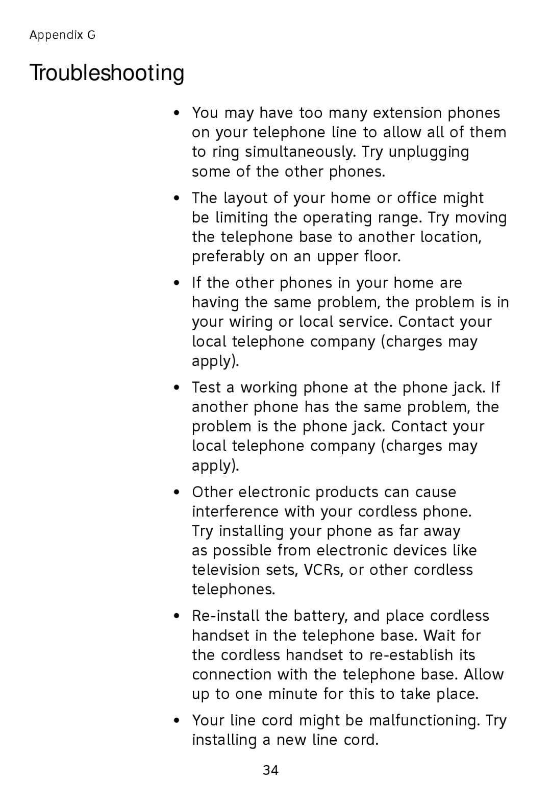 AT&T TL76108 user manual Troubleshooting 