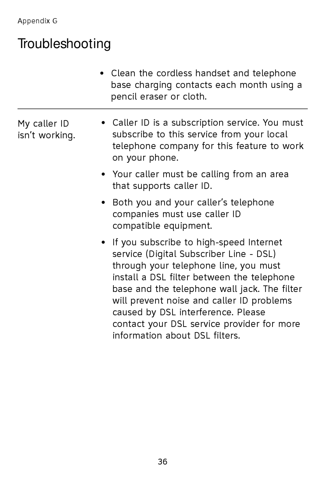 AT&T TL76108 user manual Troubleshooting 