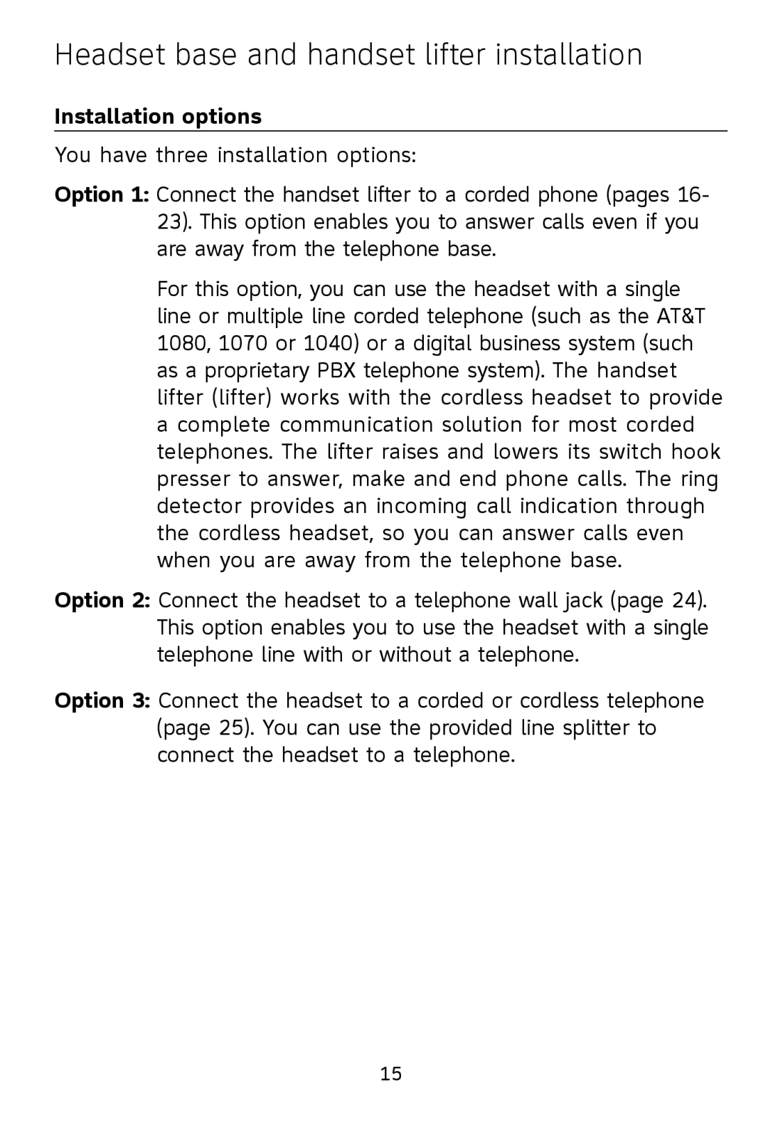 AT&T TL7612 quick start Installation options 