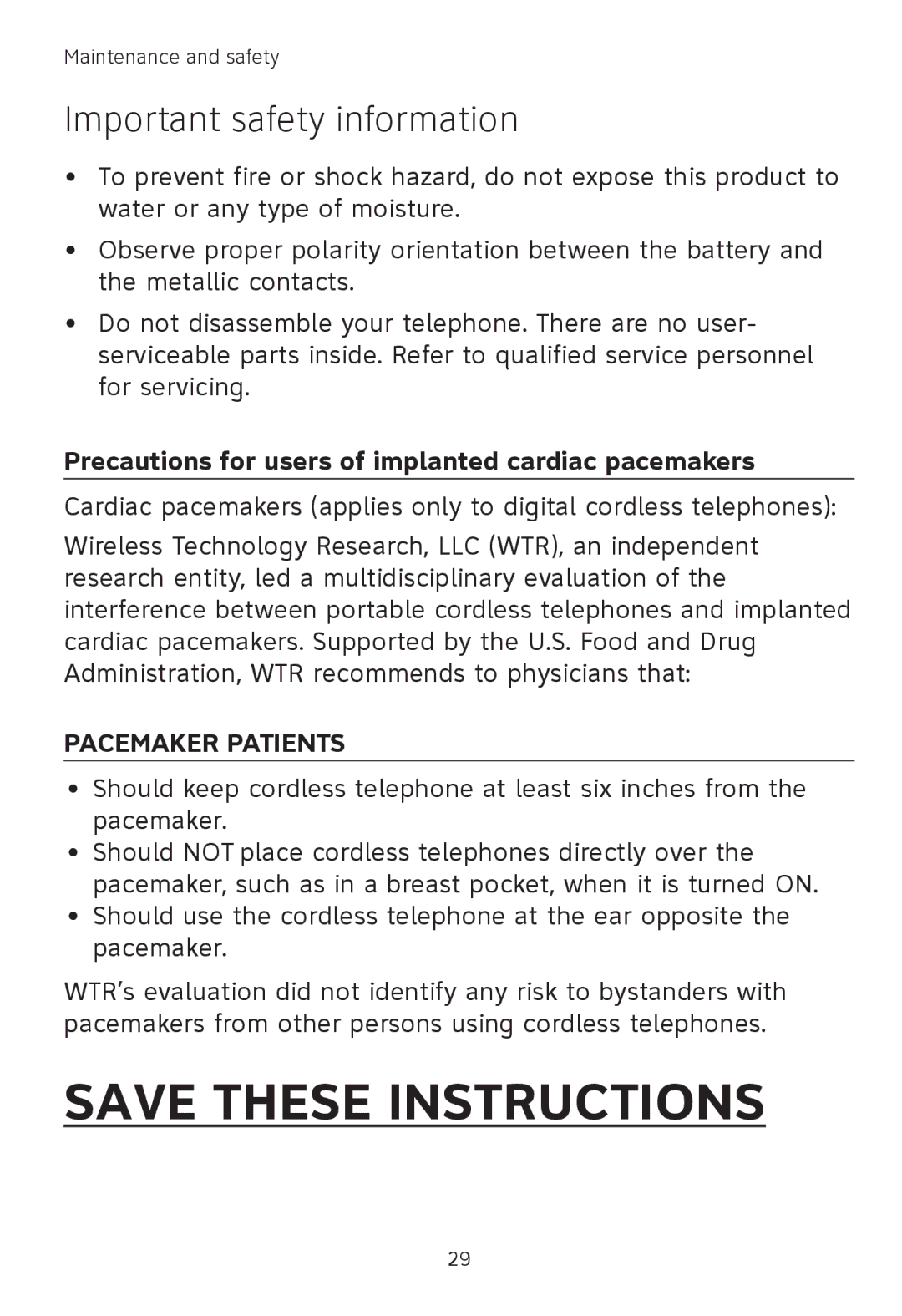 AT&T TL7601, TL7651, TL7650 user manual Precautions for users of implanted cardiac pacemakers, Pacemaker Patients 