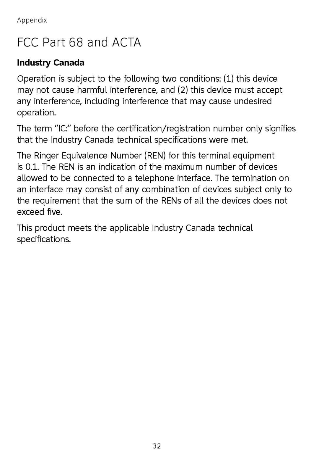 AT&T TL7601, TL7651, TL7650 user manual Industry Canada 