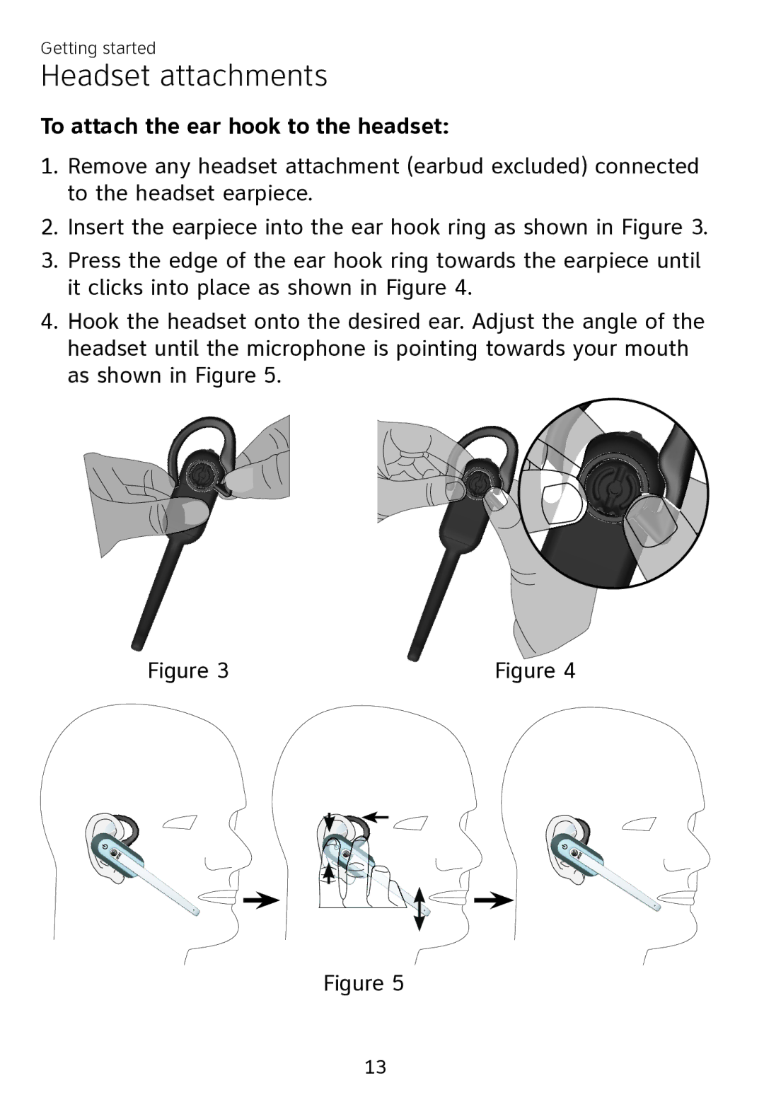 AT&T TL7700 user manual To attach the ear hook to the headset 