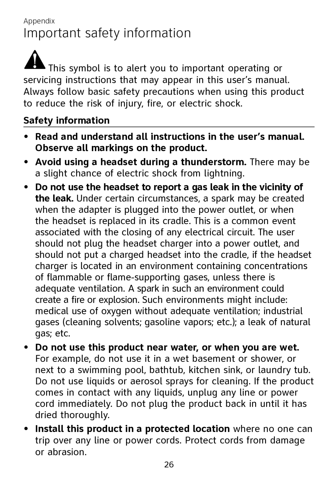 AT&T TL7700 user manual Important safety information 