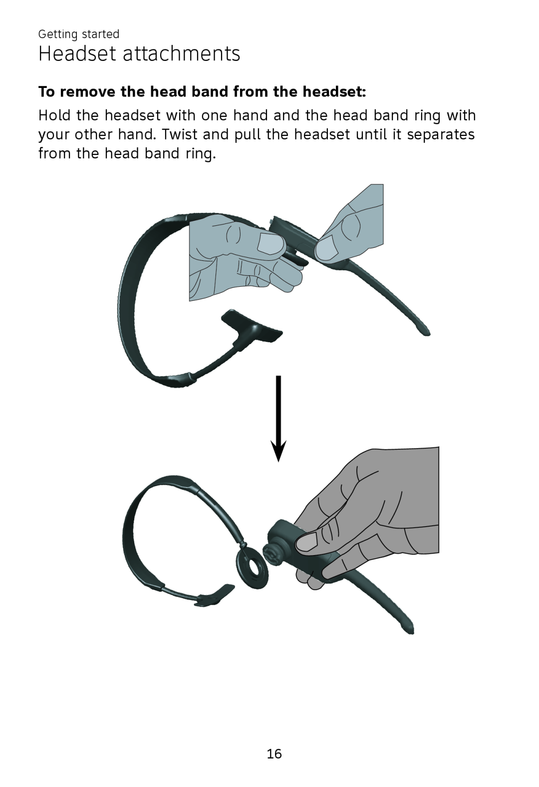 AT&T TL7700 user manual To remove the head band from the headset, Headset attachments 