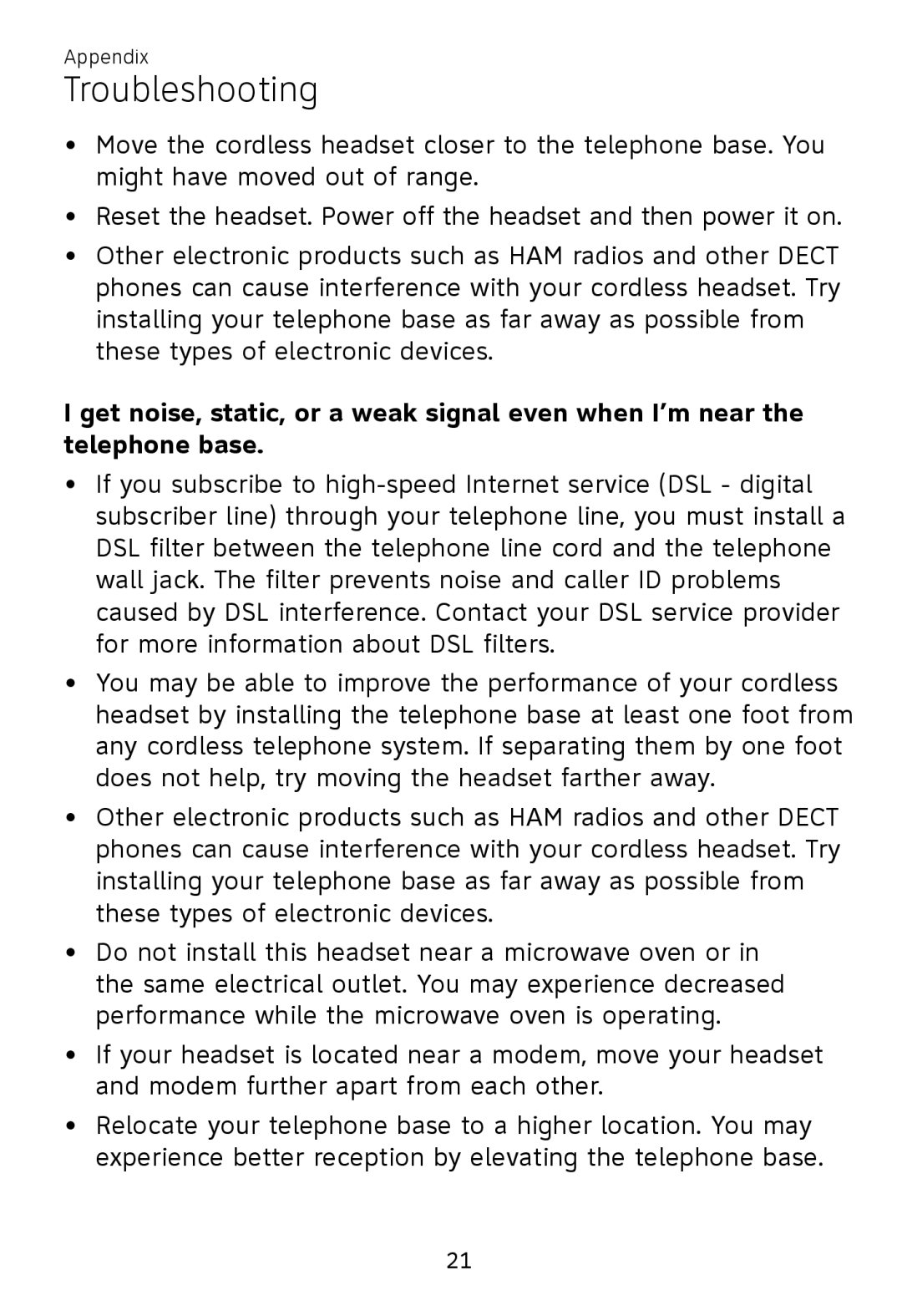 AT&T TL7700 user manual Troubleshooting 