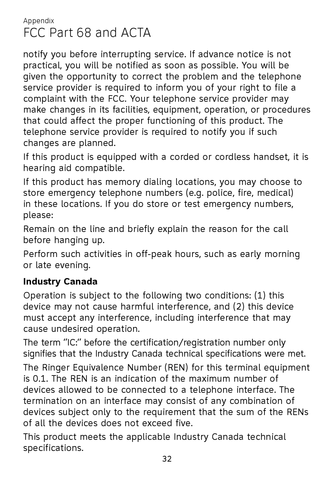 AT&T TL7700 user manual Industry Canada, FCC Part 68 and ACTA 
