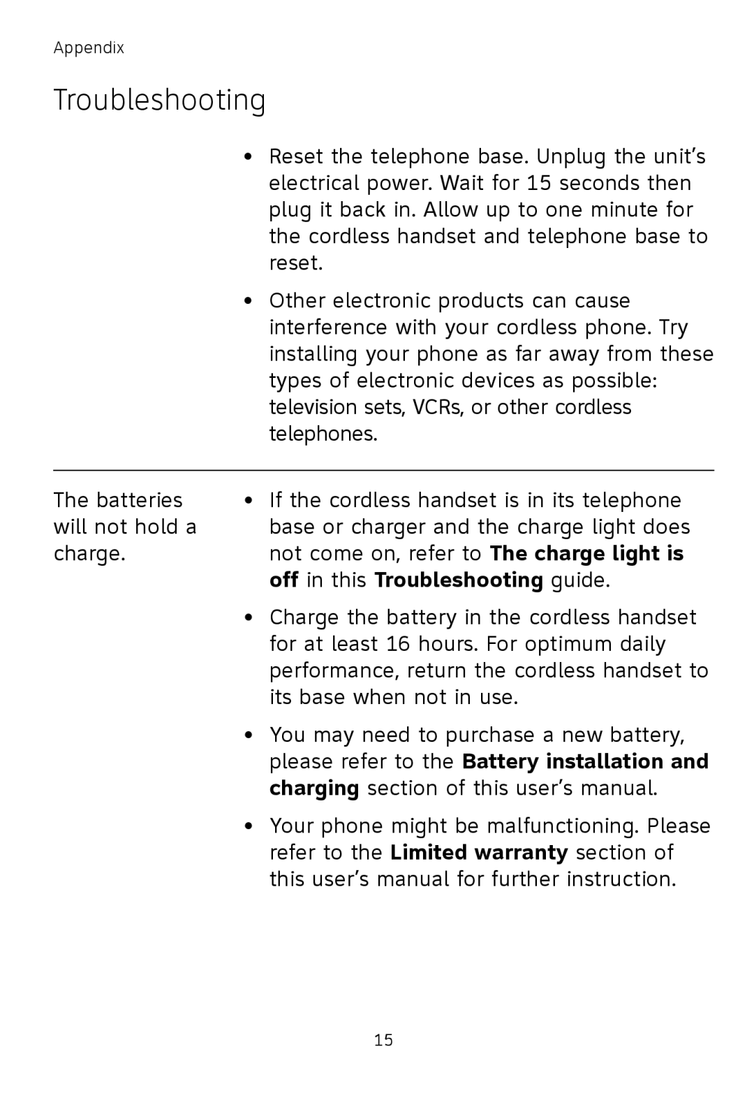 AT&T TL77008 user manual Off in this Troubleshooting guide, Please refer to the Battery installation 