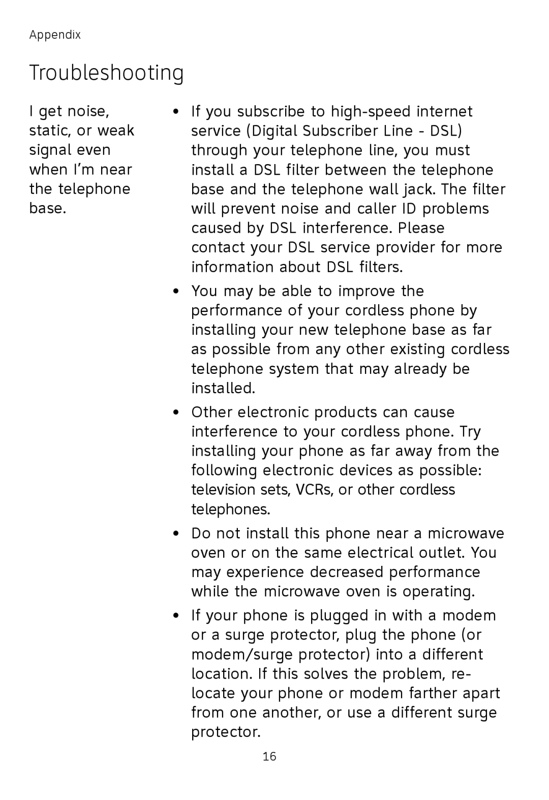 AT&T TL77008 user manual Troubleshooting 