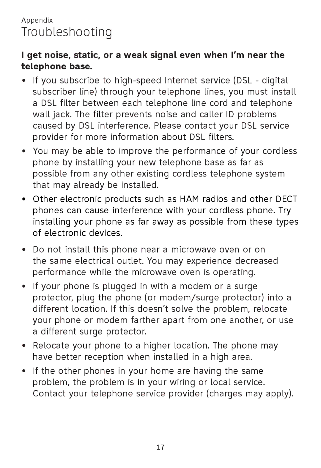 AT&T TL86109, TL86009, TL 86009 user manual Troubleshooting 