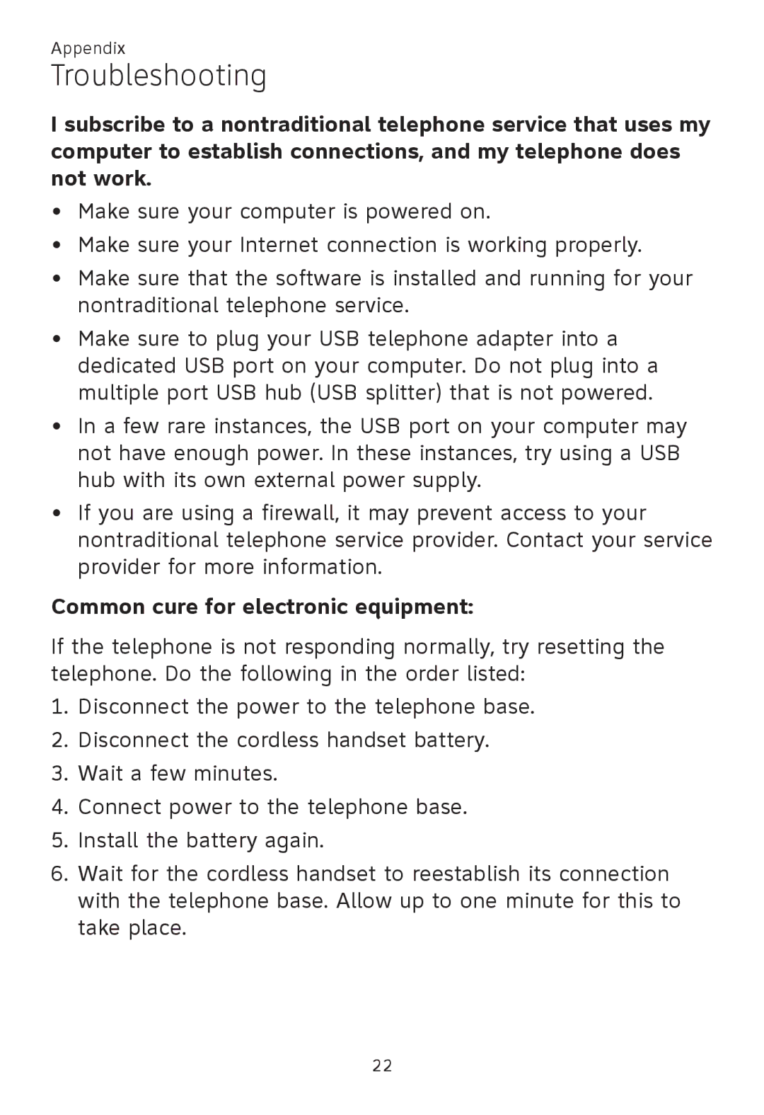 AT&T TL 86009, TL86109, TL86009 user manual Common cure for electronic equipment 