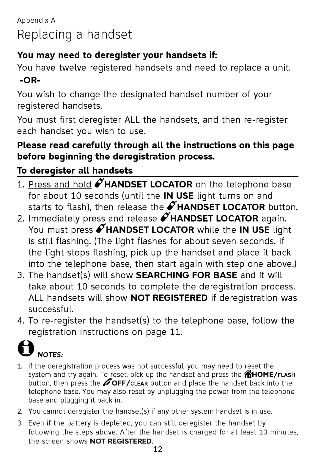 AT&T TL90078 user manual Replacing a handset, You may need to deregister your handsets if 