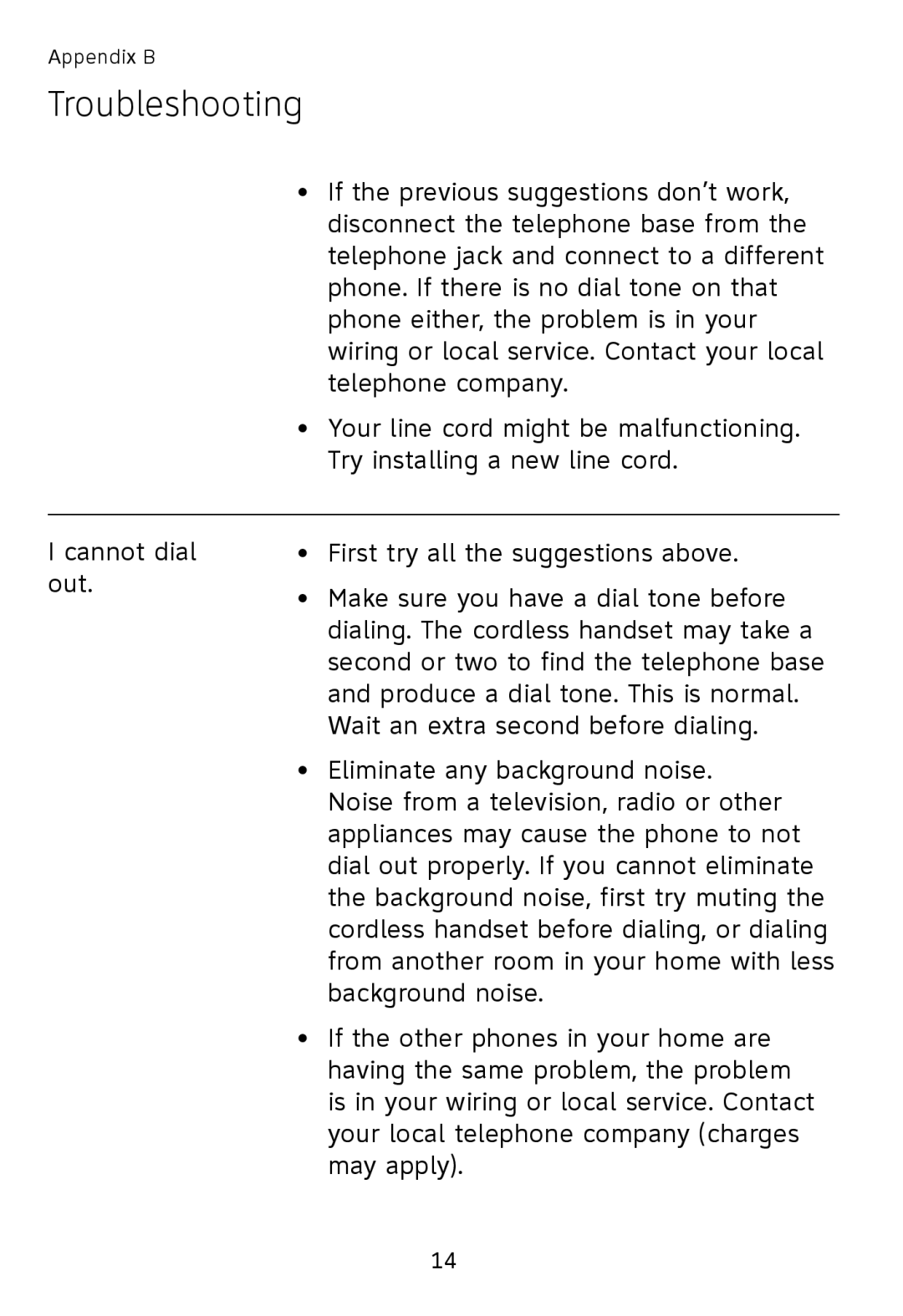 AT&T TL90078 user manual Troubleshooting 