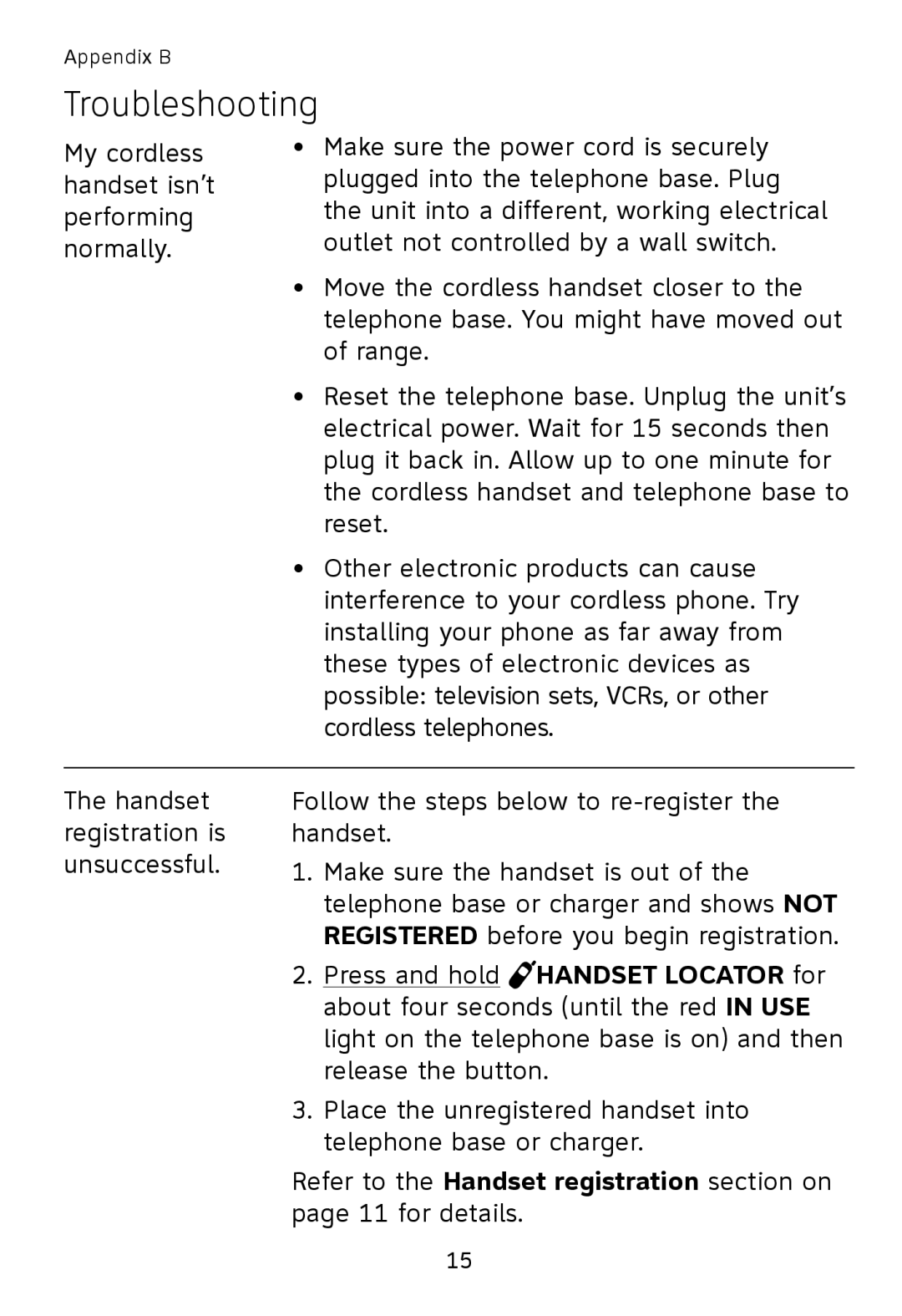 AT&T TL90078 user manual Troubleshooting 