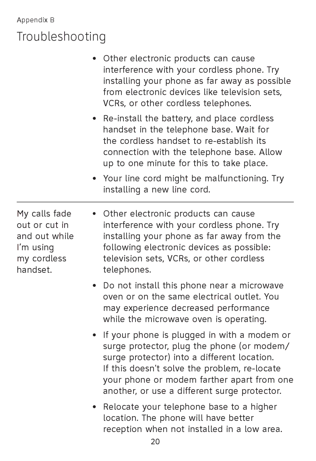 AT&T TL90078 user manual Interference with your cordless phone. Try 