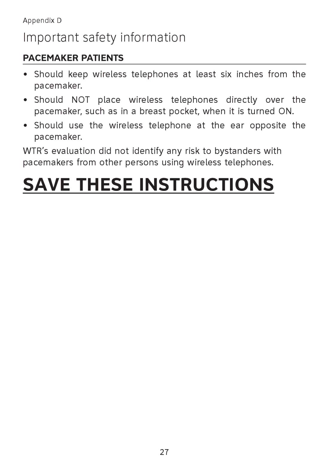 AT&T TL90078 user manual Pacemaker Patients 