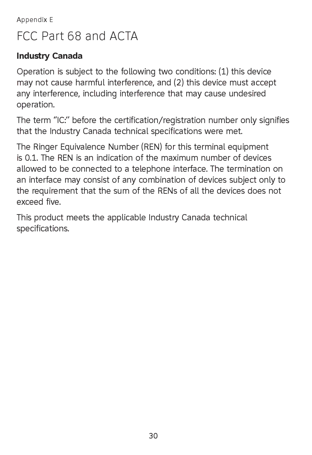 AT&T TL90078 user manual Industry Canada 