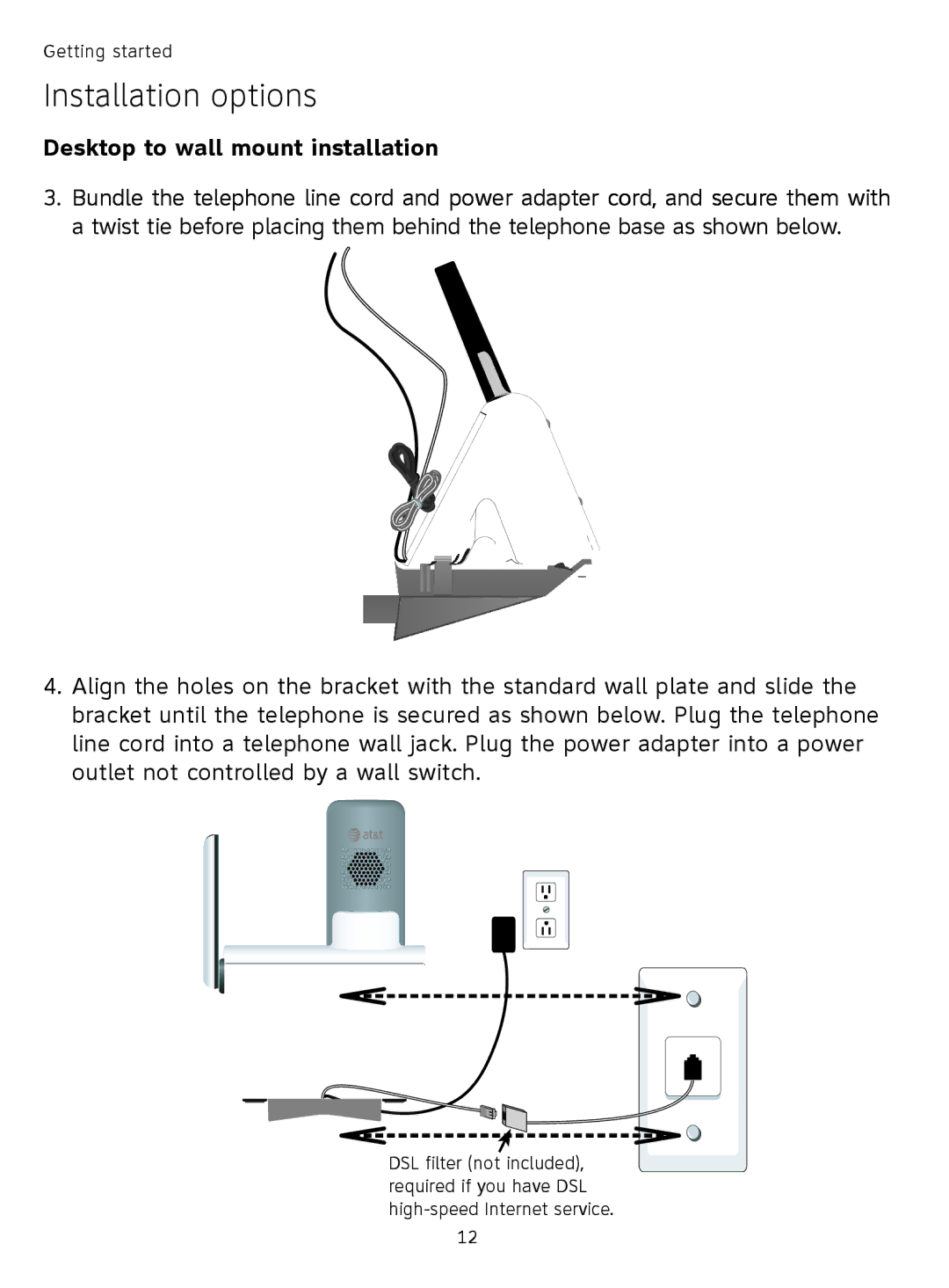 AT&T TL91378, TL9178, TL91178, TL91278 user manual Installation options 