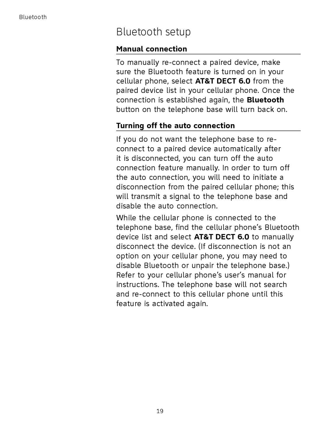 AT&T TL9178, TL91378, TL91178, TL91278 user manual Manual connection, Turning off the auto connection 