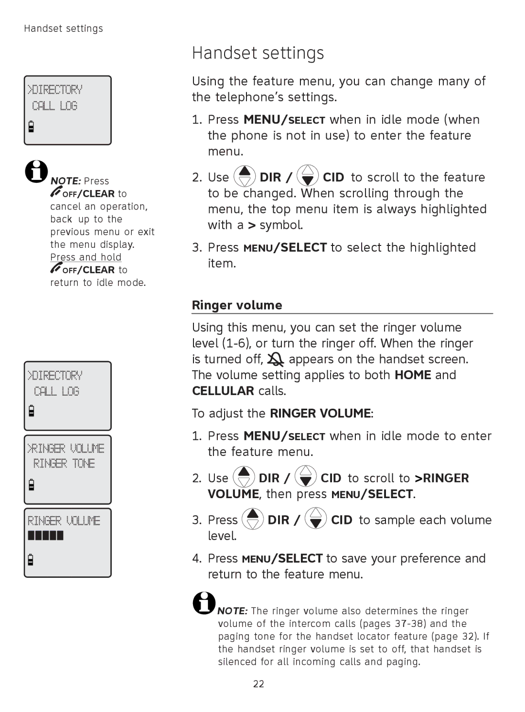 AT&T TL91278, TL9178, TL91378, TL91178 user manual Handset settings, Ringer volume 