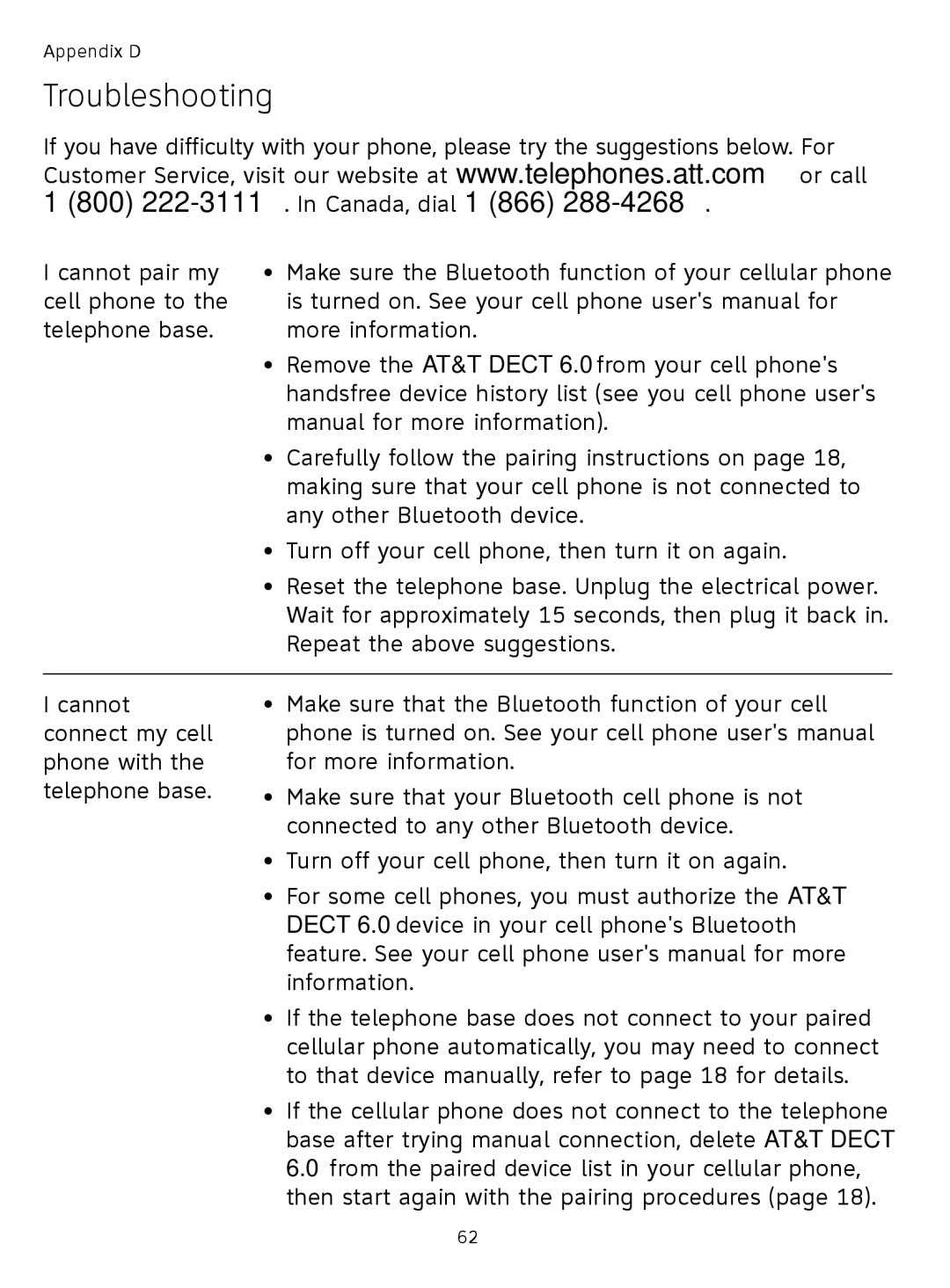 AT&T TL91278, TL9178, TL91378, TL91178 user manual Troubleshooting 