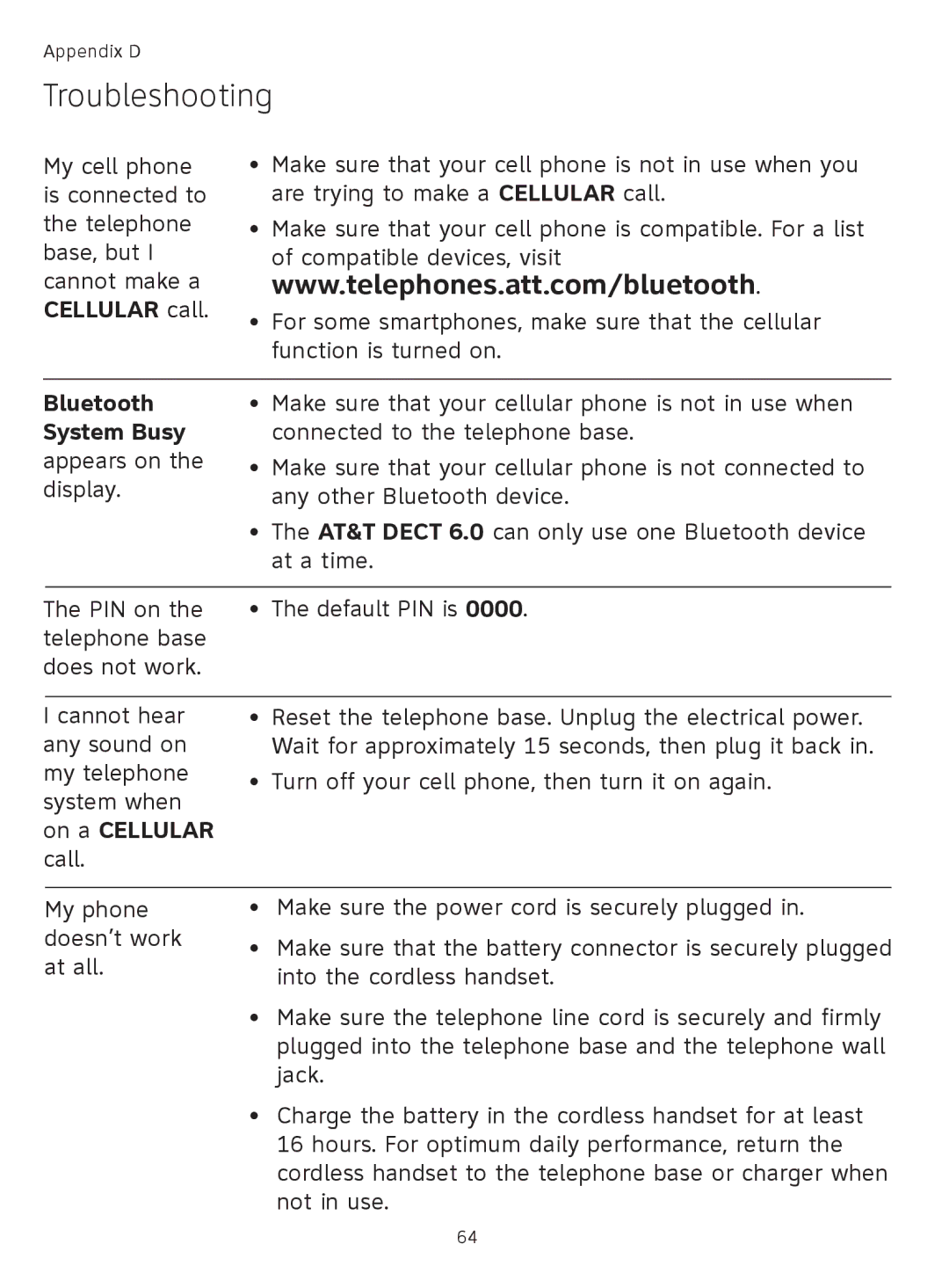 AT&T TL91378, TL9178, TL91178, TL91278 user manual Bluetooth, System Busy 