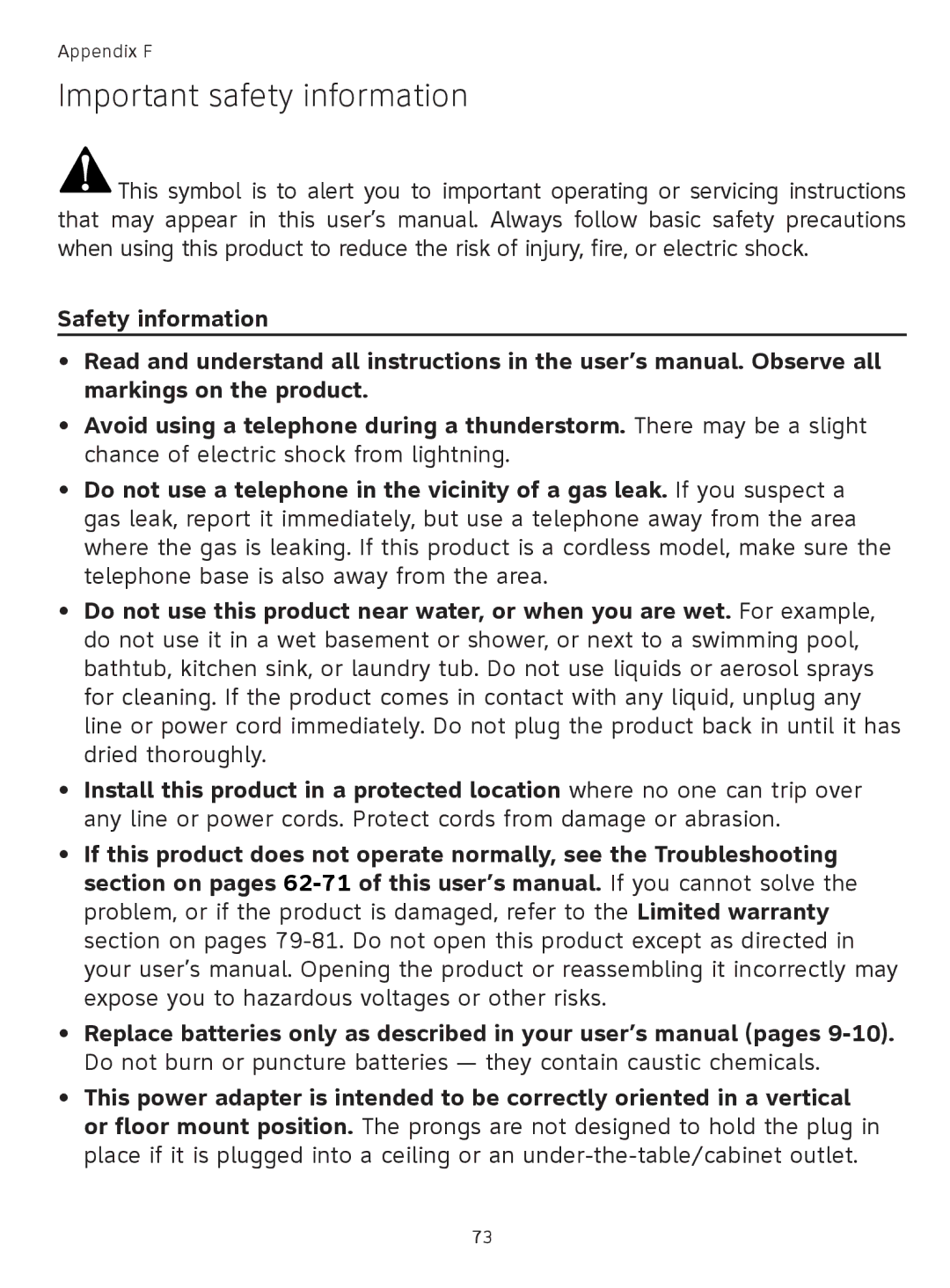 AT&T TL91178, TL9178, TL91378, TL91278 user manual Important safety information 