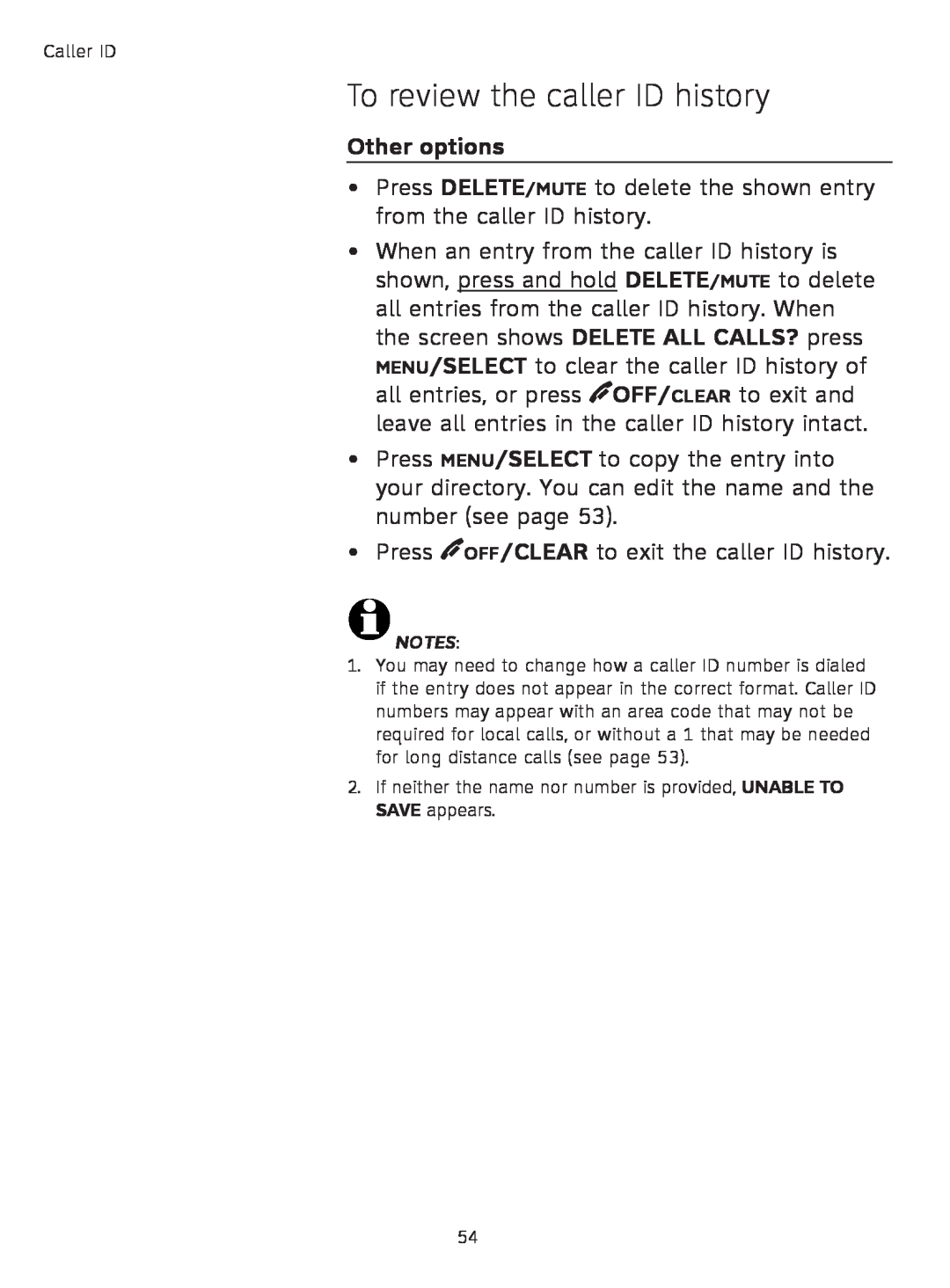 AT&T TL91278, TL9178, TL91378, TL91178 user manual Other options, To review the caller ID history 