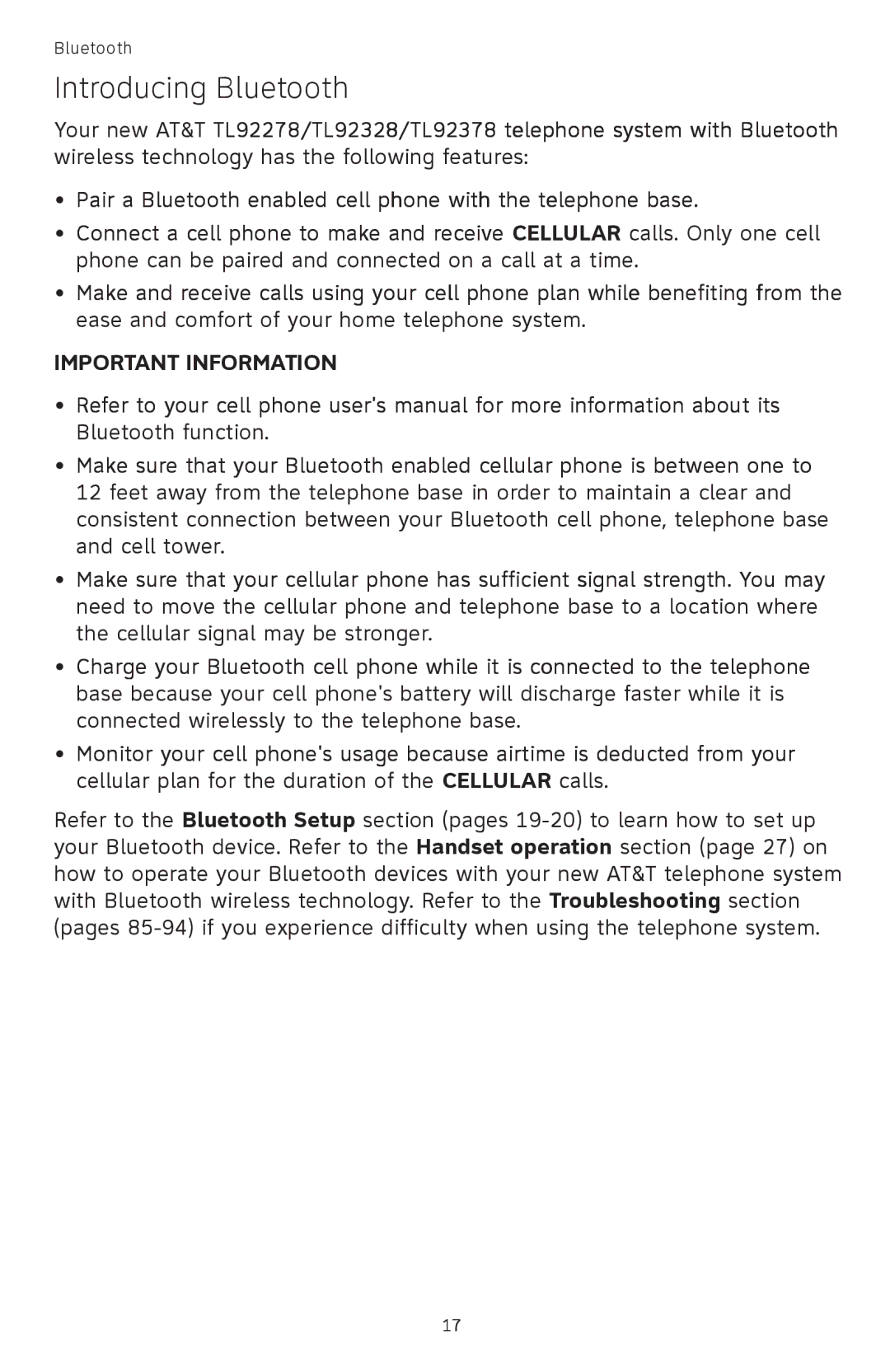 AT&T TL9278, TL9228 user manual Introducing Bluetooth 