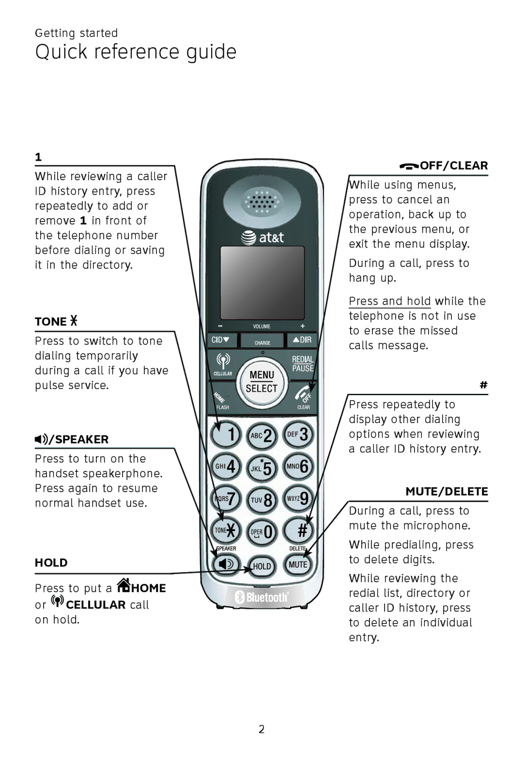 AT&T TL92470, TL92370, TL92320, TL92270, TL90070, TL91270, TL91370, TL92220, TL92420 user manual Tone 