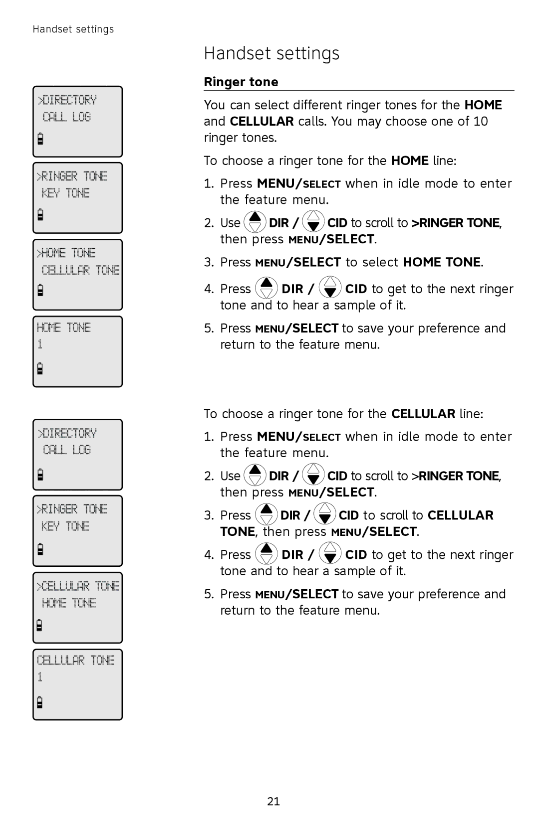 AT&T TL92378 user manual Ringer tone 