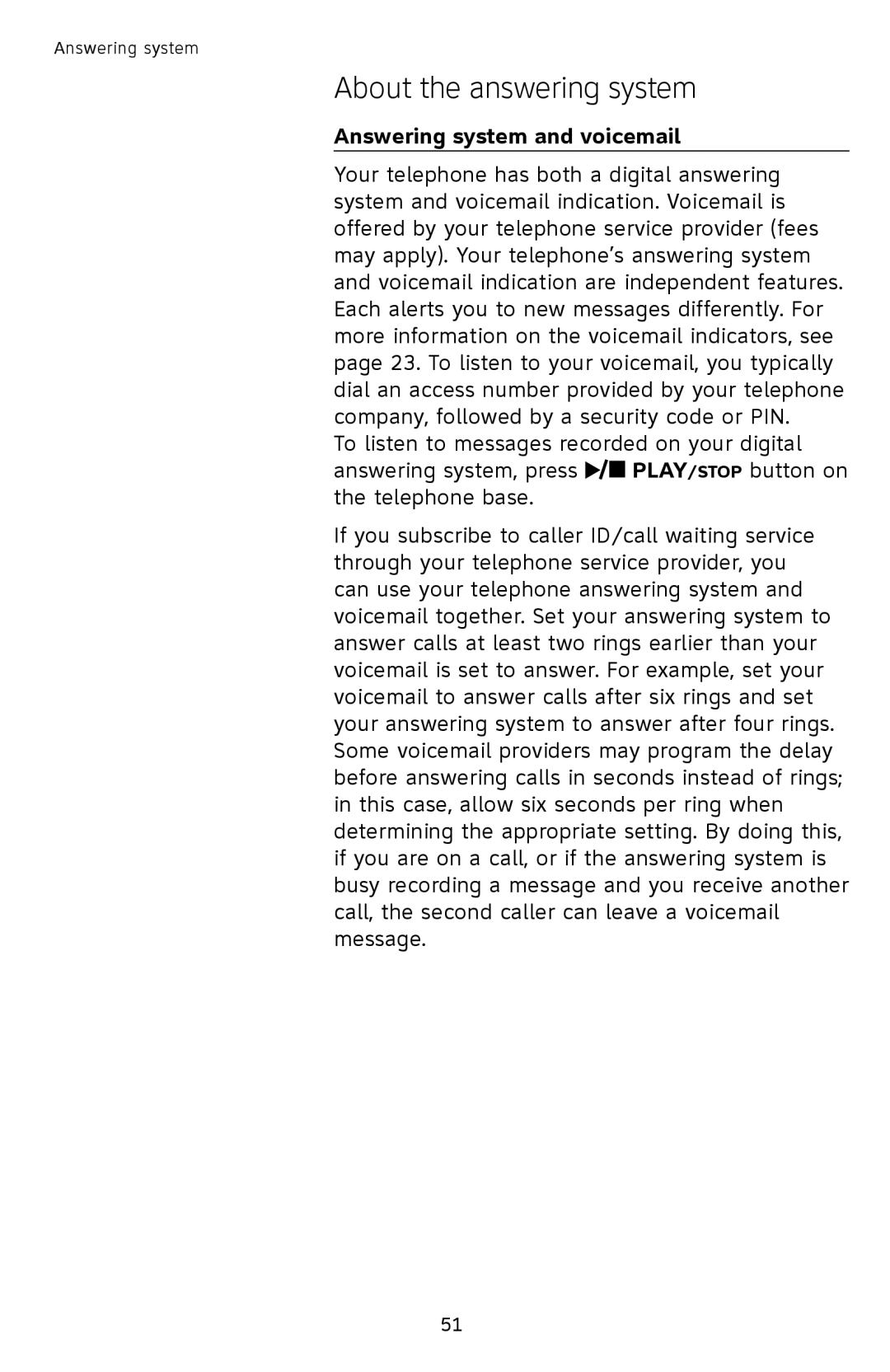 AT&T TL92378 user manual About the answering system, Answering system and voicemail 