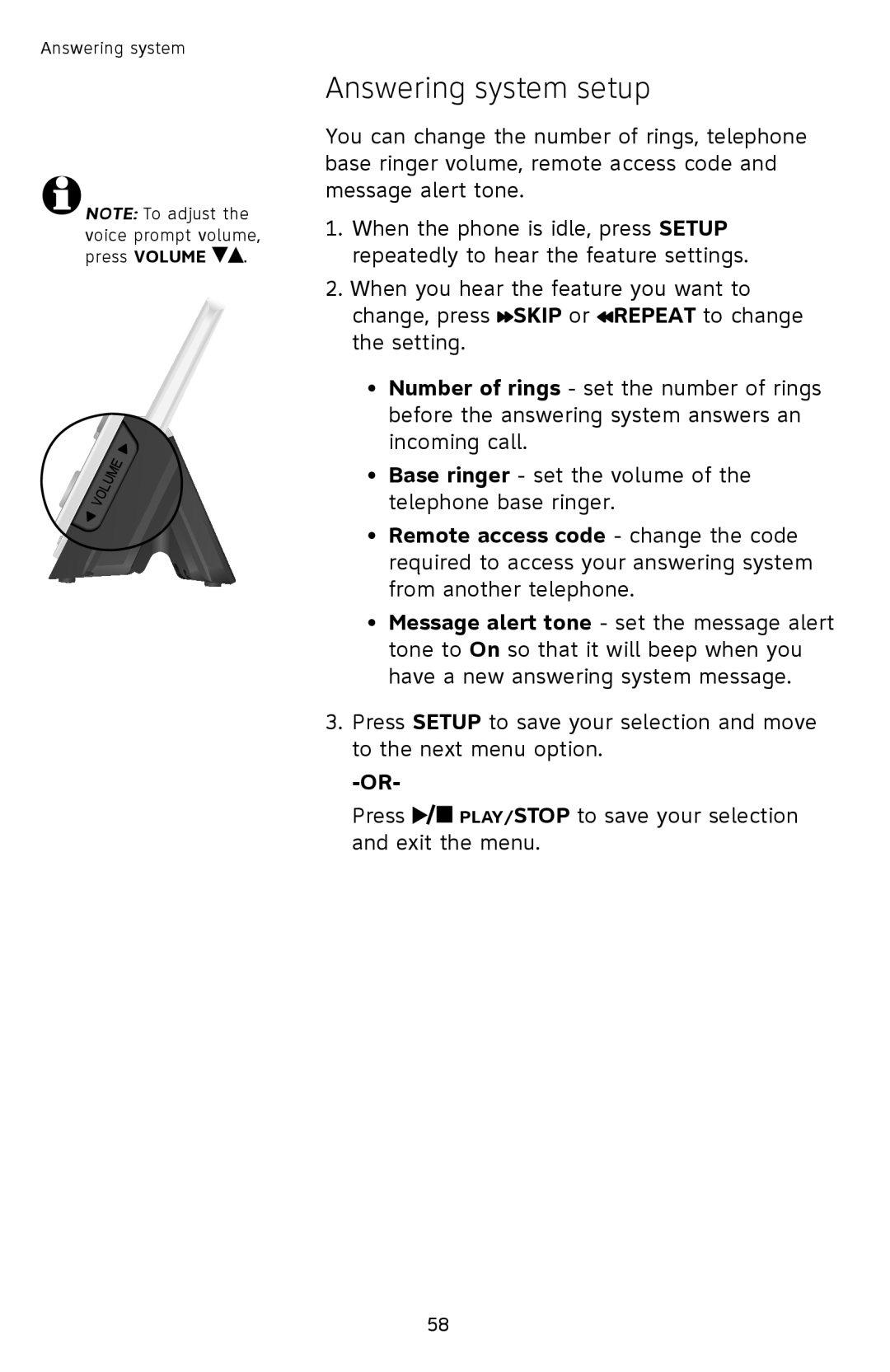 AT&T TL92378 user manual Answering system setup 