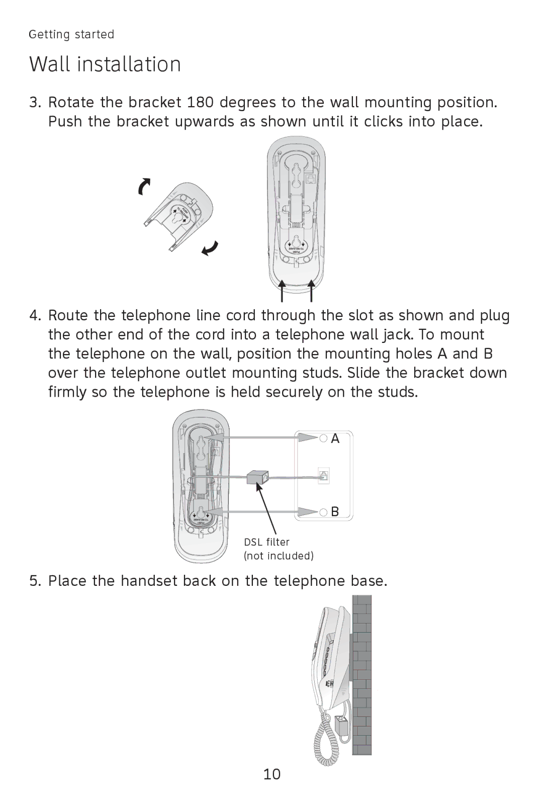 AT&T TR1909B, TR1909W user manual Place the handset back on the telephone base 