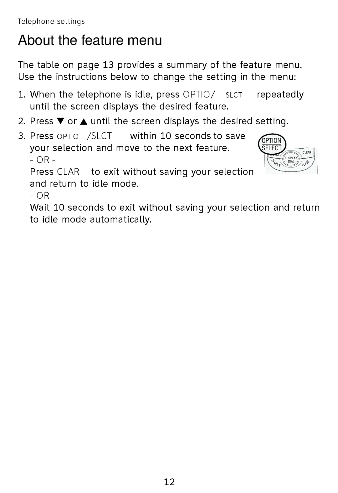 AT&T TR1909B, TR1909W user manual About the feature menu 