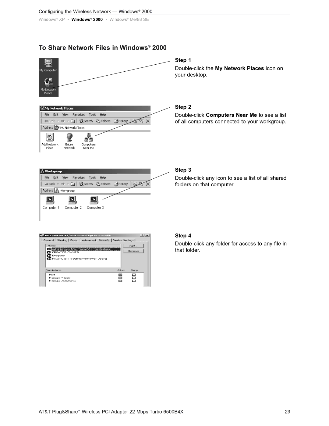 AT&T Turbo 802.11b user manual To Share Network Files in Windows 