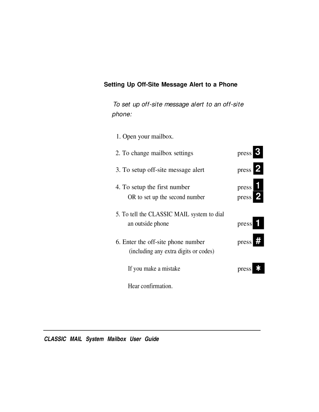 AT&T Voice Messaging System manual To set up off-site message alert to an off-site Phone 