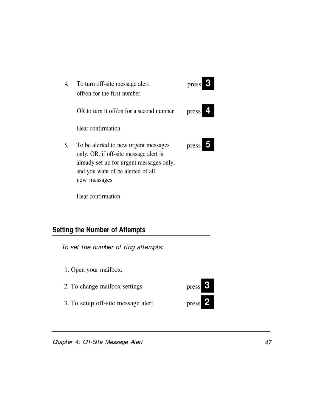 AT&T Voice Messaging System manual Setting the Number of Attempts, To set the number of ring attempts 