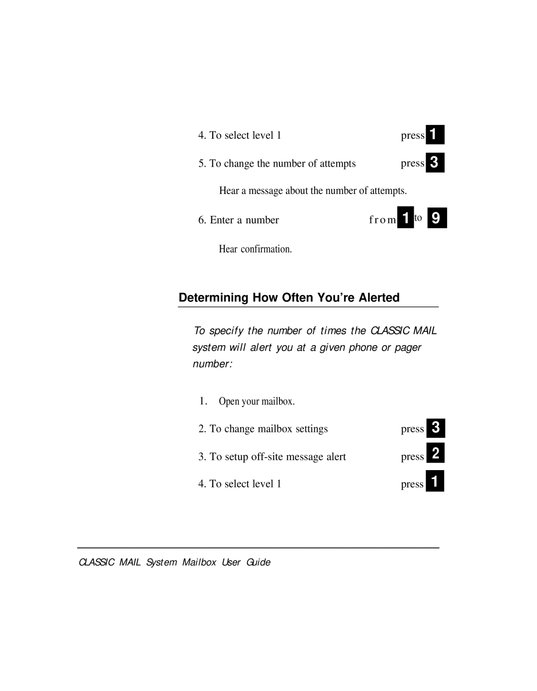 AT&T Voice Messaging System manual Determining How Often You’re Alerted 